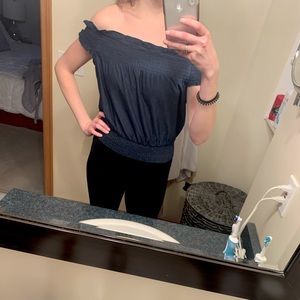 Dark Navy Blue Top- off the shoulders!